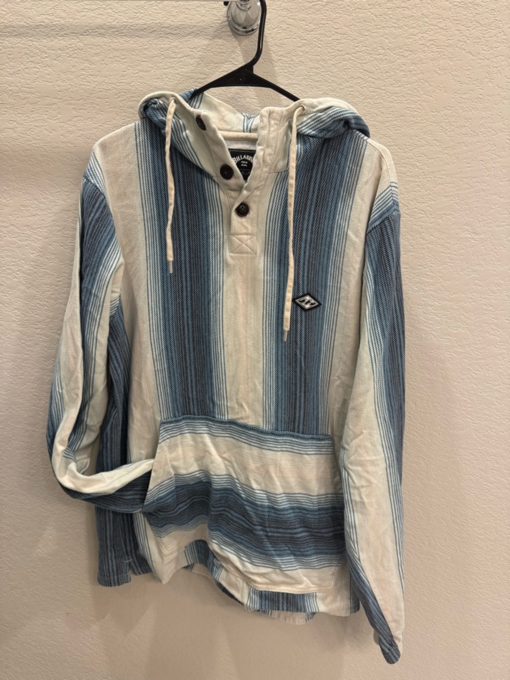 Billabong Striped Baja Hoodie in Blue and Cream